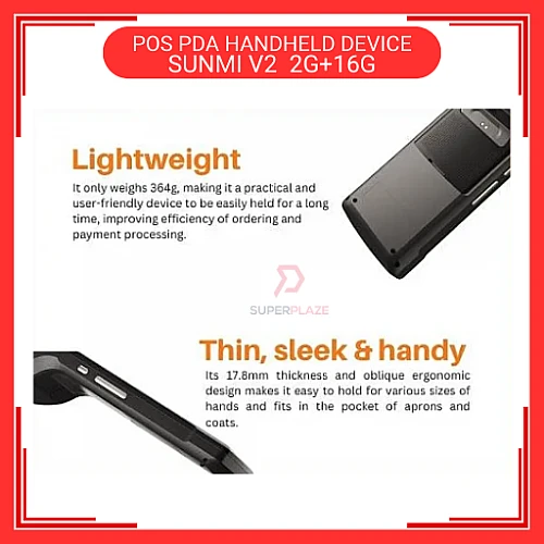 SUNMI V2 2G Plus 16G 4G WiFi Android 7.1 Mobile Handheld POS PDA Grabfood Foodpanda Shopeefood Machine