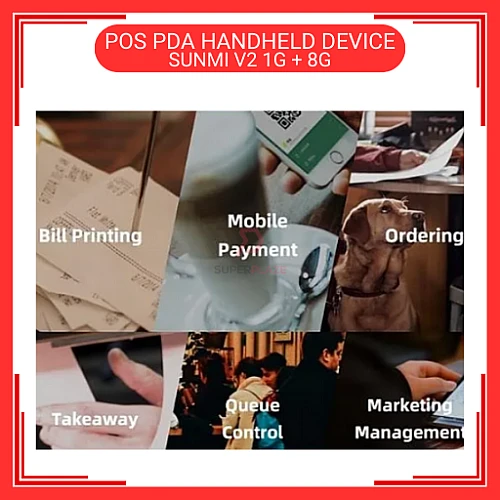 SUNMI V2 1G Plus 8G 4G WiFi Android 7.1 Mobile Handheld POS PDA Grabfood Foodpanda Shopeefood Machine