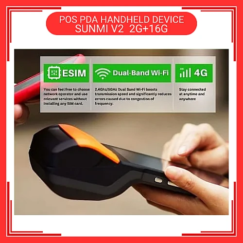 SUNMI V2 2G Plus 16G 4G WiFi Android 7.1 Mobile Handheld POS PDA Grabfood Foodpanda Shopeefood Machine