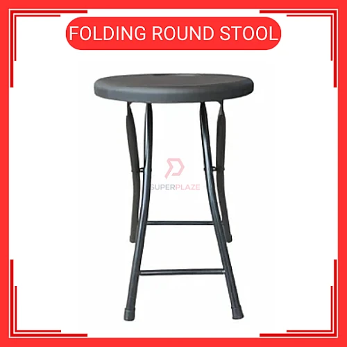 Kerusi Lipat Portable Folding Stool Household Plastic Round Stool Outdoor Home Living Office Space Saving Bench